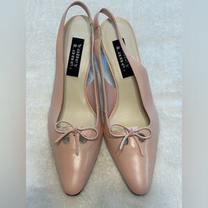 Valley Lane Women's Leather Pink Slingback Shoes w/Bow Tie.  2 1/2” heel.